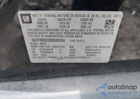 2013 Cadillac Srx Luxury Collection from USA, damaged, VIN 3GYFNCE30DS595294